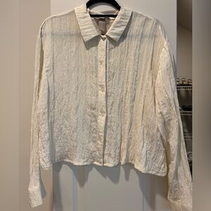 H&M Sand Wrinkled (M) Blouse & (L) Shorts Set